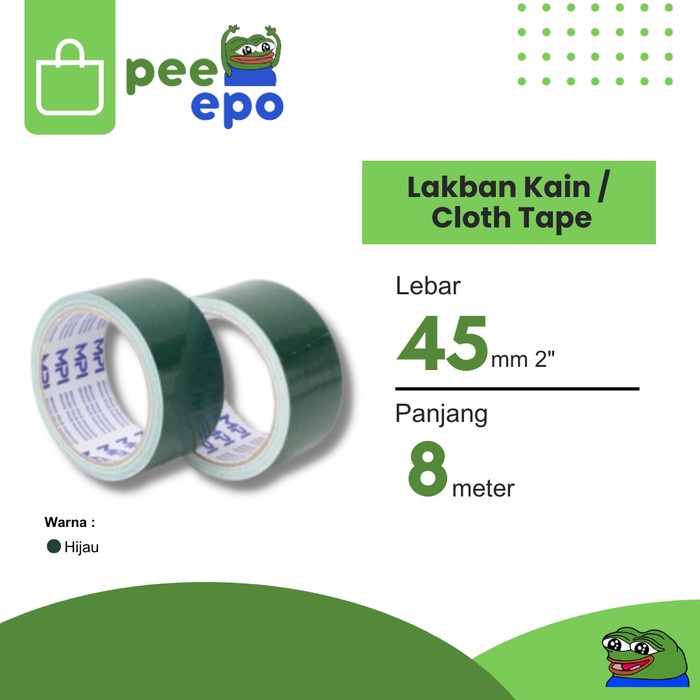 

Lakban Kain / Cloth Tape 45 mm x 8 Meter 2 Inch Merk MPI - Hijau