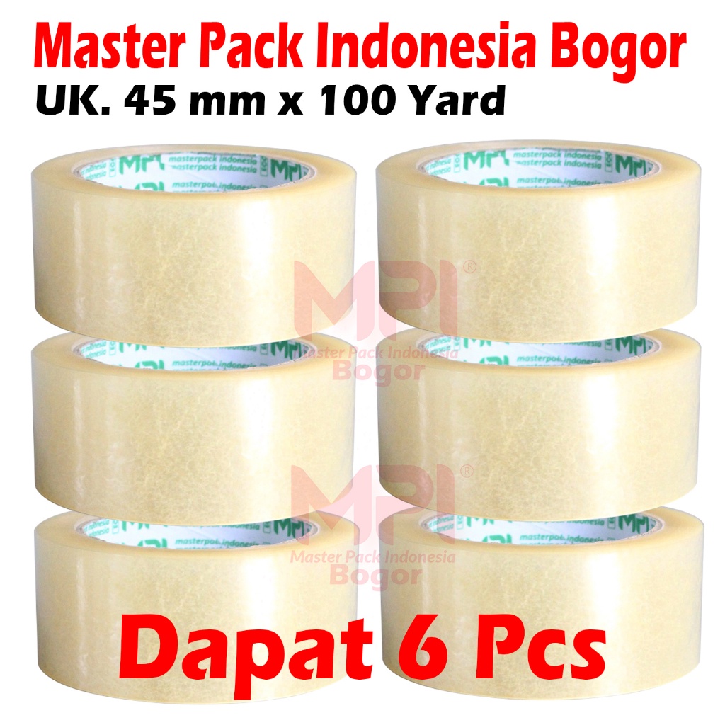 

6 PCS - Lakban Bening Ekonomis 45 mm x 100 Yard / Lakban Packing - Master Pack Indonesia