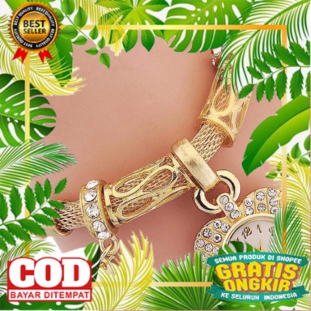 JAM TANGAN WANITA RANTAI GELANG PESTA GOLD EMAS DIAMETER KECIL DESDEMONA JAM126G1 MEWAH ELEGANT MURA
