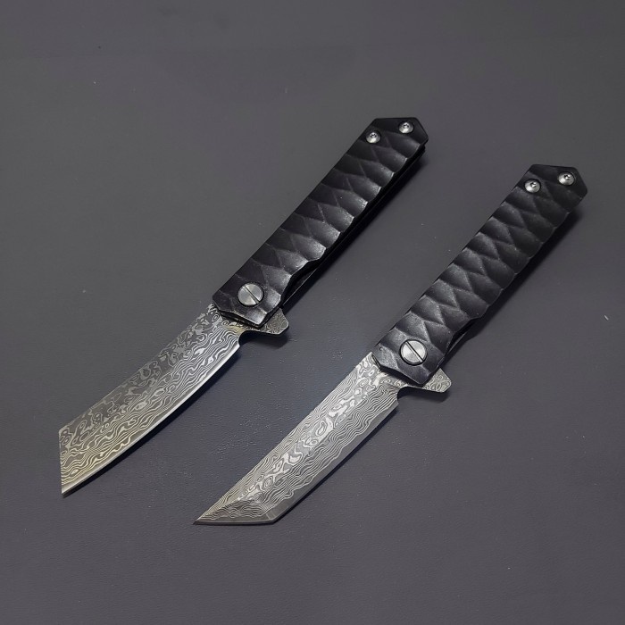 Pisau Lipat Chopper Real Damascus Blade Steel Handle