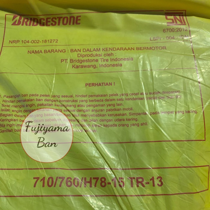 Ban Dalam Mobil Bridgestone Ring 15 Cop Pendek (Untuk Mobil Penumpang)