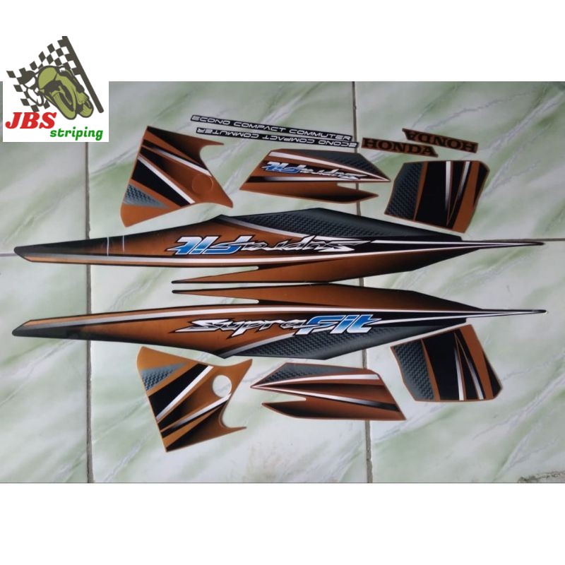 striping supra fit stiker honda supra fit new disc 2006 2007 hitam gold