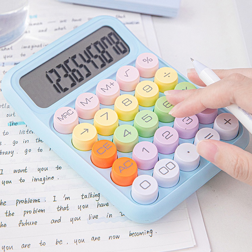 Kalkulator Lucu Aesthetic 12 Digit Kalkulator Korea Dopamin Warna Warni Besar Alat Tulis
