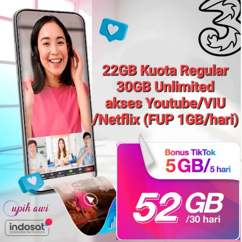ISIULANG DATA TRI 52GB UNLIMITED YOUTUBE
