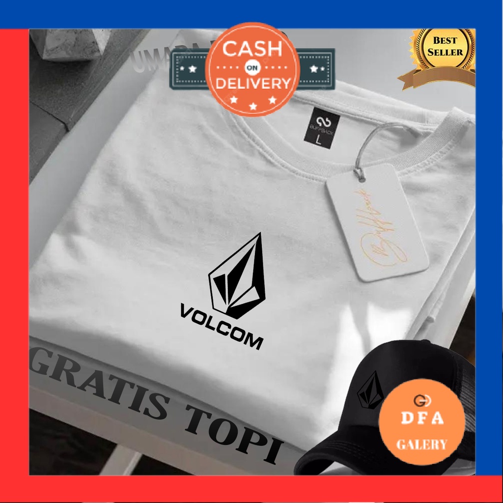 ATASAN PRIA LAKI LAKI REMAJA DEWASA DISTRO BRAND HITS/ COD NEW GRATIS TOPI.. Kaos Distro Volcom AV T