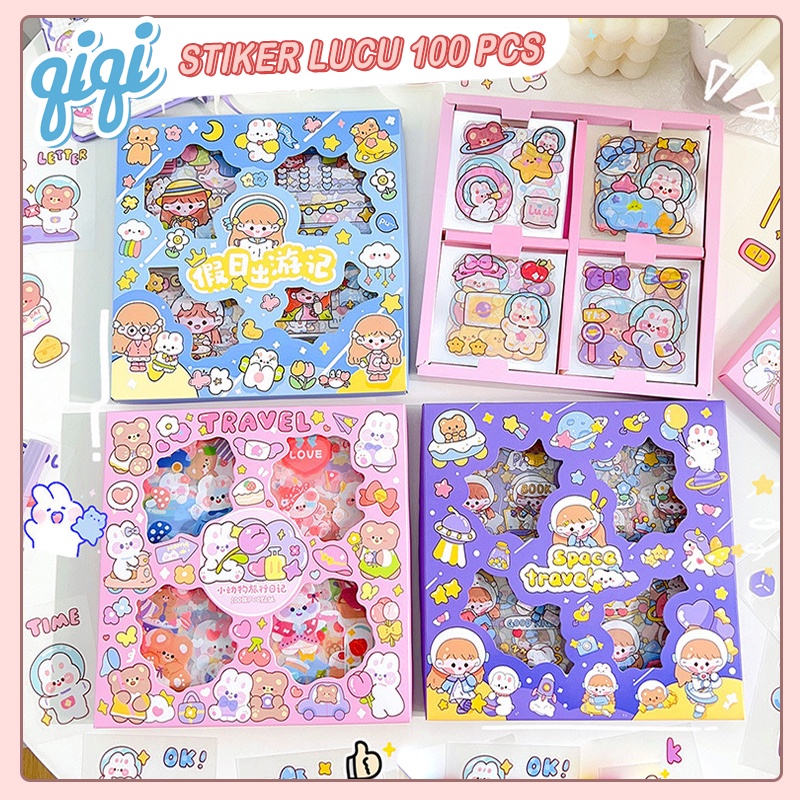 

sticker lotso 100 pcs/stiker lucu 100 pcs/Stiker Cute Stiker Momo lucu box 1 box isi 100 pcs - Qiqi Treasure