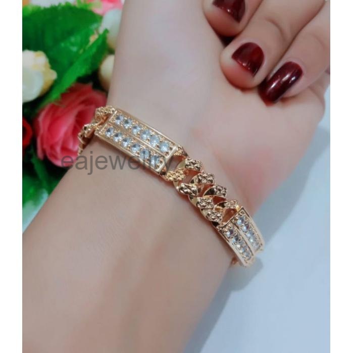 Aksesoris gelang emas wanita asli 24 karat model baru realpict 2023 perhiasan titanium