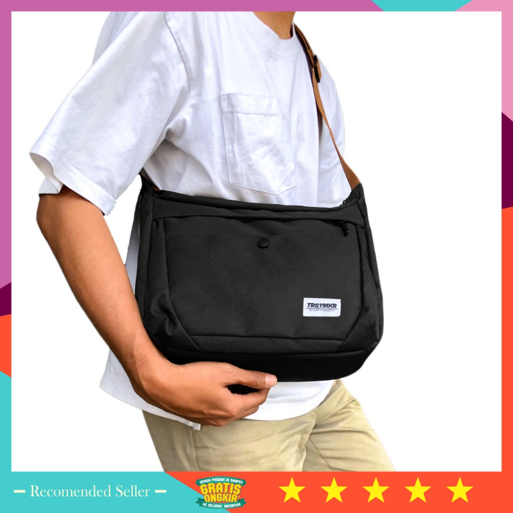 Tas Pria keren Casual BRanded Premium Murah Original kuat - Trustmaker - Hugs Sling Bag Tas Selempan