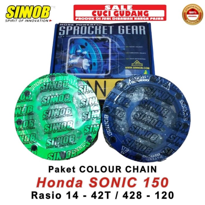 Gir SINNOB Honda SONIC 150 R Paket COLOUR CHAIN Komplit-Baru-Asli