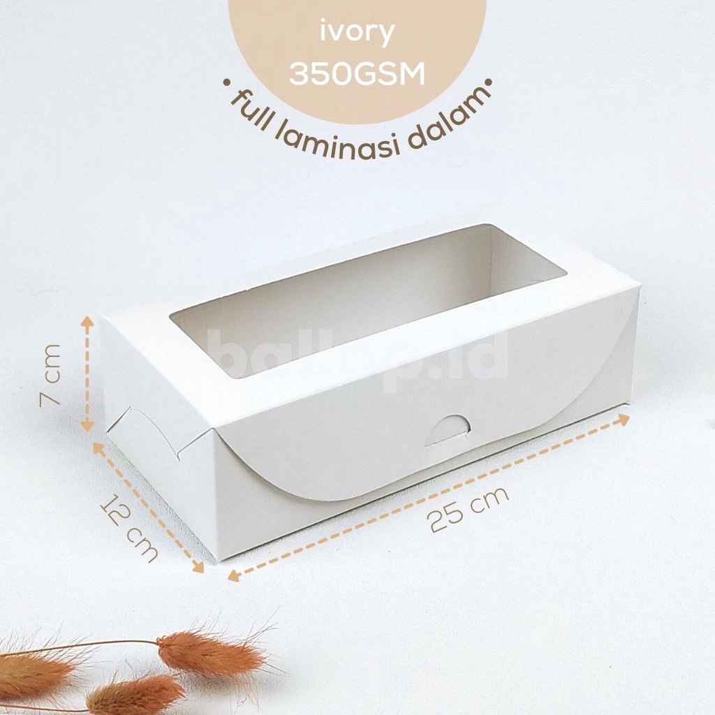 

IVORY 25 12 7 CM Laminasi Jendela Kotak Box Dos Kemasan Dus Roti Picnic Roll Cake Kue Snack