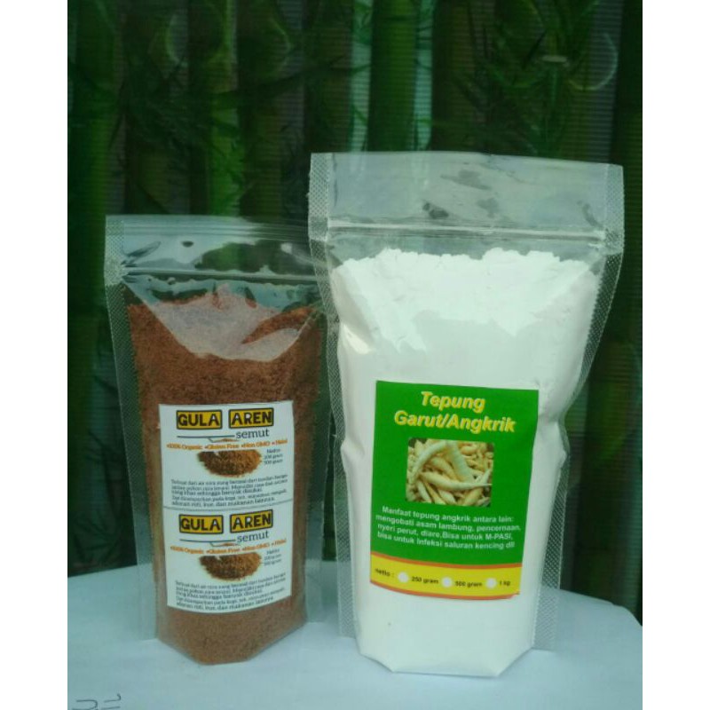 

12.12 (READY) PAKET TEPUNG GARUT DAN GULA AREN/ARROWROOT 250/250 gr