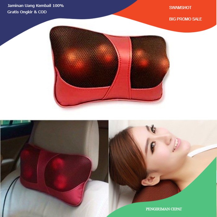 Bantal Pijat massage Siatsu Kursi Leher 8 Bola Infrared Rumah Mobil 2