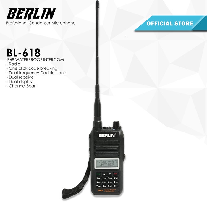 Grosir HT Berlin BL618 Walkie Talkie Original Waterproof Intercome Garansi Resmi