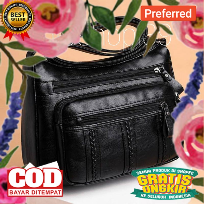 2021 Hot Sale Fashion Tas Selempang Kulit Wanita Simple Multi-pocket// TAS IMPORT KEREN MODEL BARU /