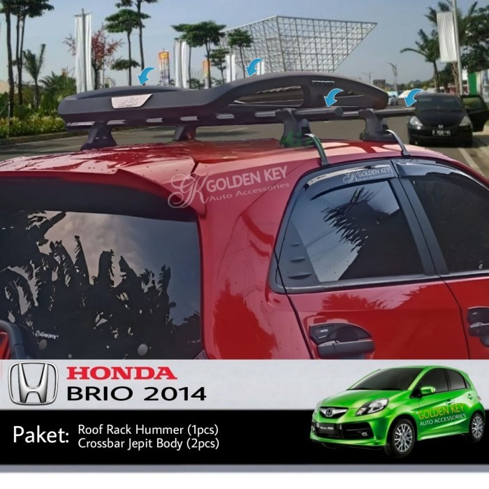PAKET Brio 2014 Roof Rack Hummer + Crossbar Jepit Body Rak Bagasi Atas