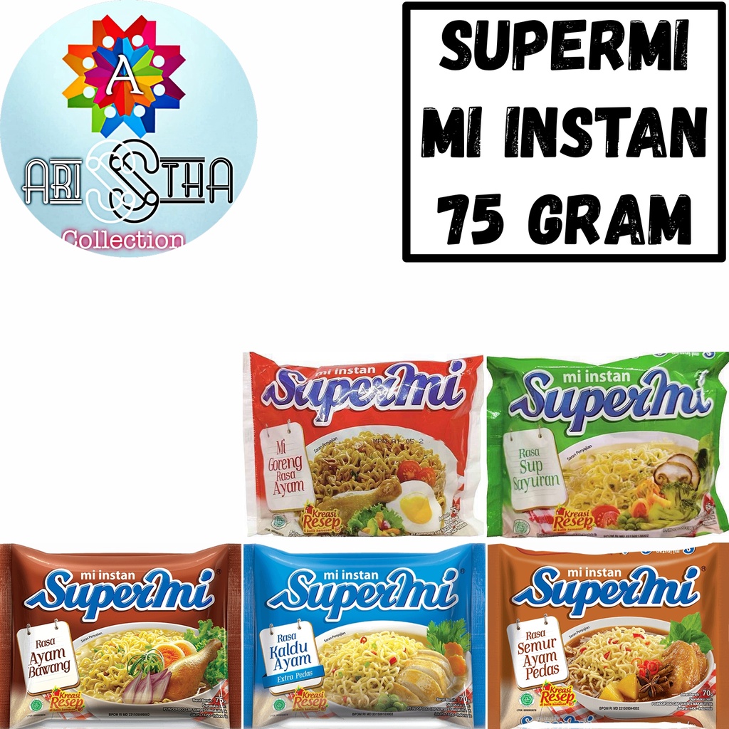

Supermi Mi Instan Ayam Bawang Kaldu Goreng 75 Gram