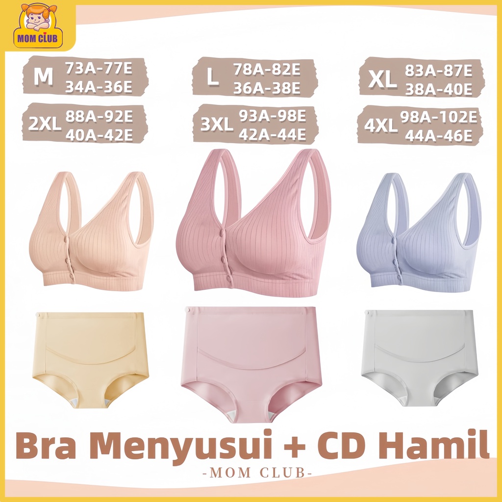 Bra Menyusui Bra Set Jumbo + Hamil Celana Dalam Kancing Depan Tanpa Kawat Bh Menyusui Bahan Katun 10