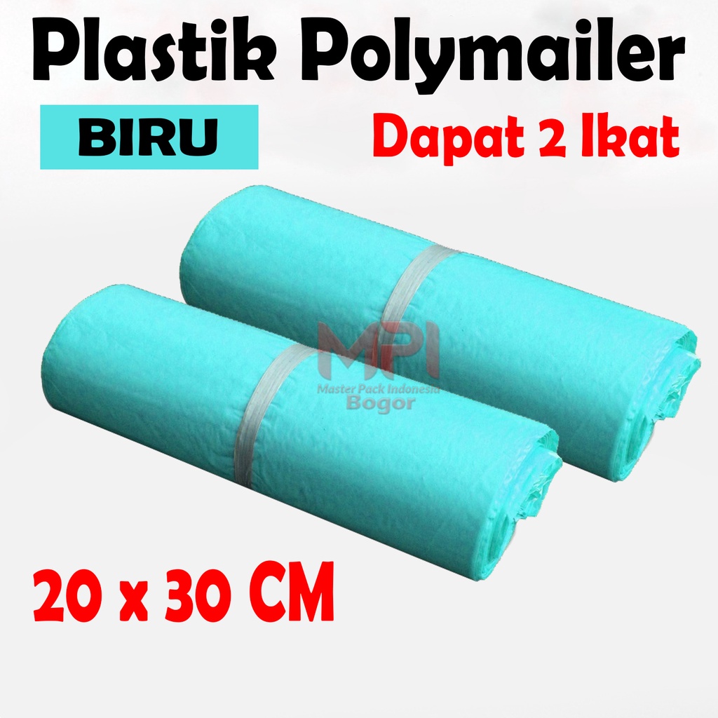 

2 IKAT - Plastik Polymailer Biru 20 x 30 cm / Plastik polimer / packaging Kantong Amplop - Master Pack Indonesia