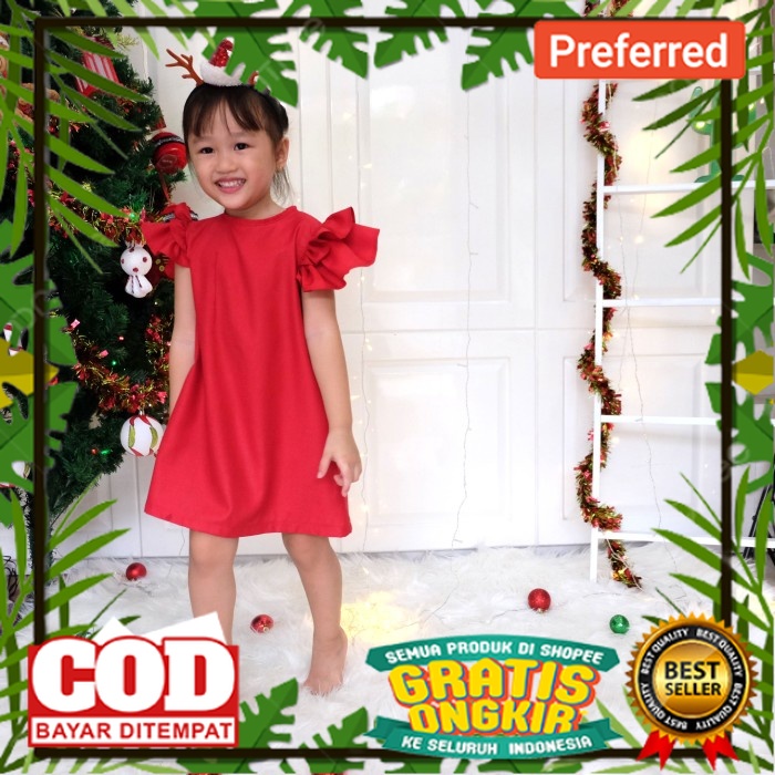 dress anak perempuan | rok natal | christmas dress | baju anak perempuan | baju merah  natal - chris