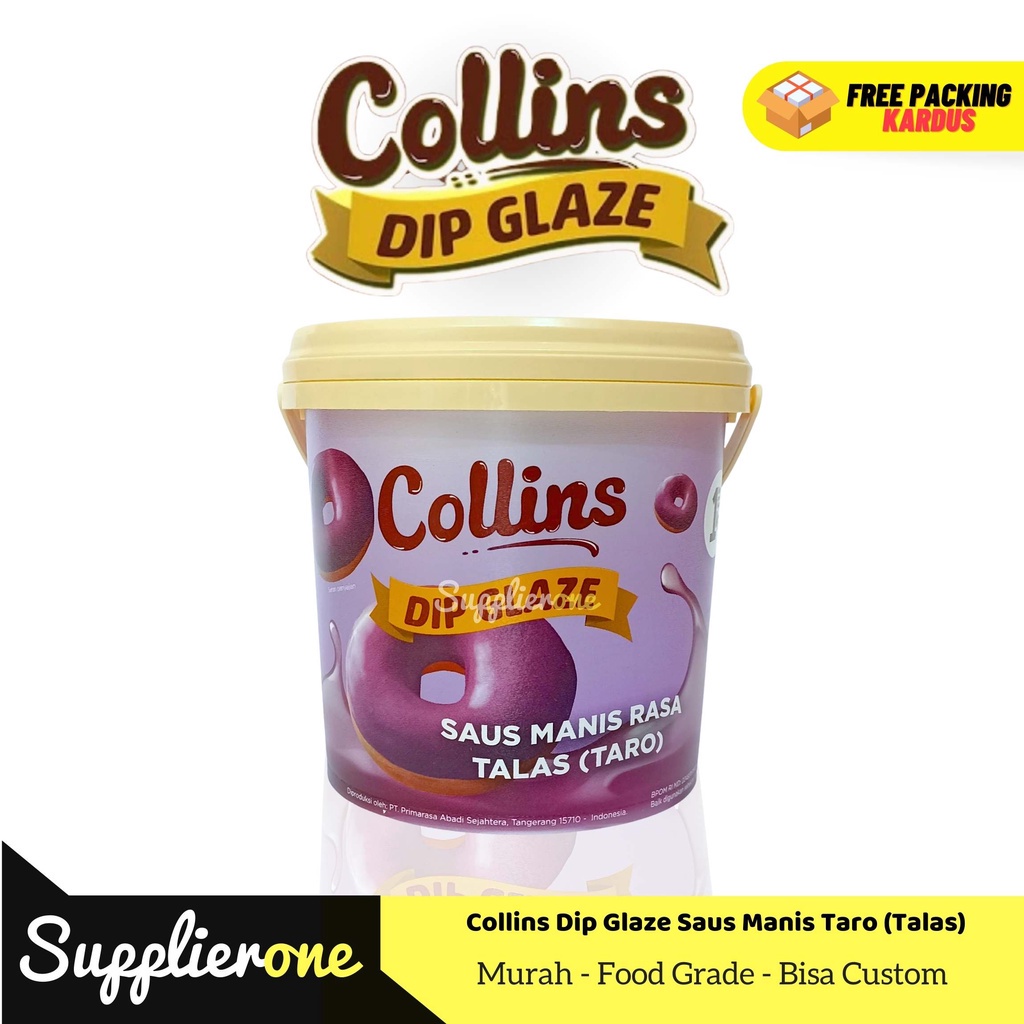 

Collins Dip Glaze Taro 1kg / Dip Glaze / Dip Glaze Collins / Toping Donat / Toping Es kulkul /Toping Roti bakar / Toping Kue