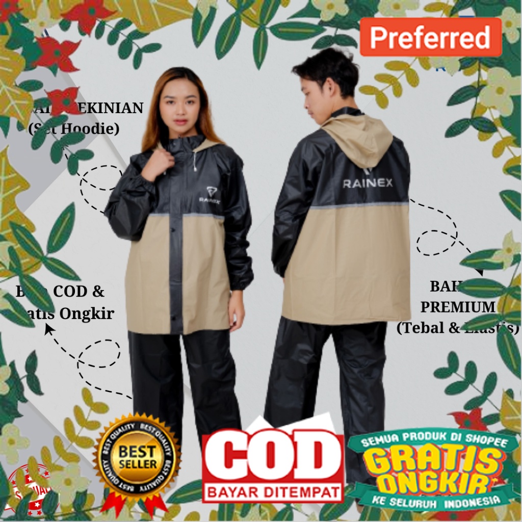 JAS HUJAN SET HOODIE PREMIUM QUALITY BY RAINEX RAINCOAT (Pria & Wanita) Anti Rembes,Desain Branded,P