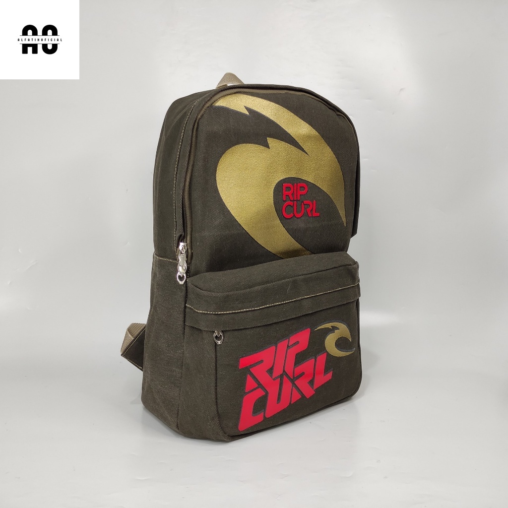 (A0) Tas Ransel Pria Dewasa Premium Rip Curl Gold Hijau Army  / Tas Backpack Cowok / Tas Punggung / 