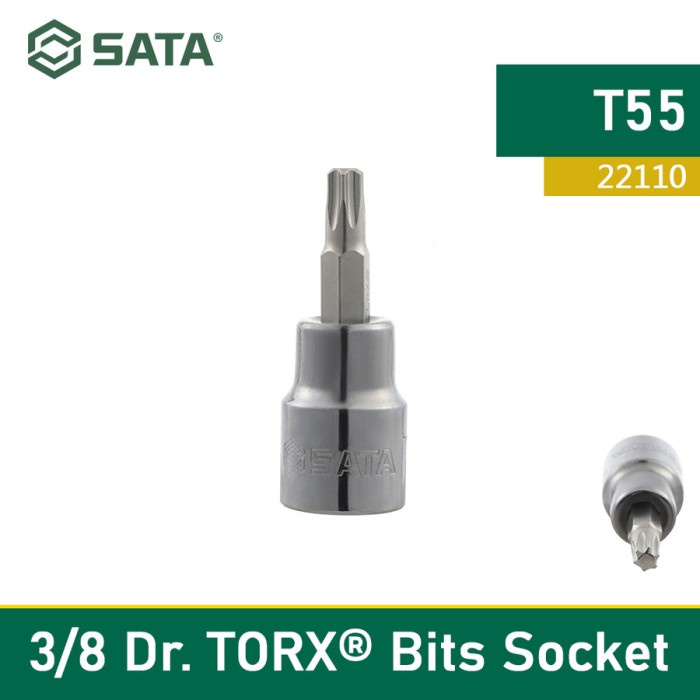 SATA Mata Obeng Shock Bit Bintang T55 22110 - 3/8" Dr. Bit Socket Torx