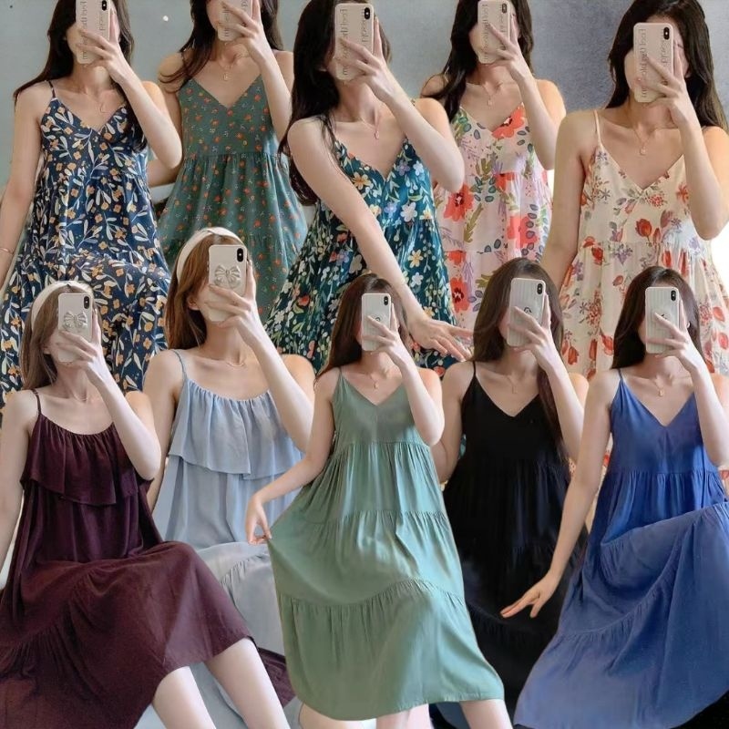 DASTER KEKINIAN PIYAMA BAJU TIDUR WANITA KATUN RAYON IMPORT JUMBO OVERSIZE DASTER TALI TANKTOP SEXY 