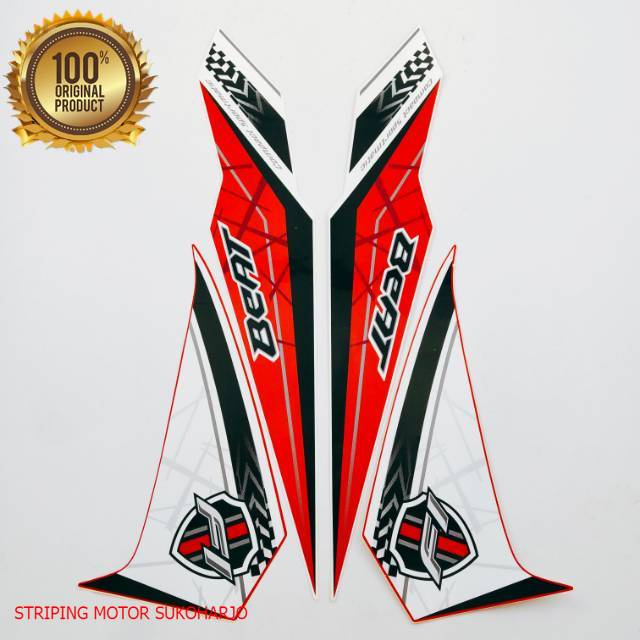 (ORI) striping honda beat fi esp 2016 2017 merah putih kualitas original