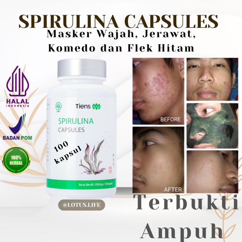 Masker Spirulina Original  Masker Kapsul Pemutih Wajah Pria Wanita Dan Penghilang Bekas Jerawat Bpom