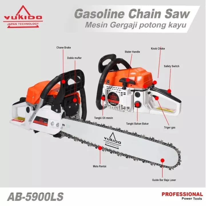 Chainsaw skls still good Bar laser 22in Gergaji Mesin gergaji pohon by Yukido