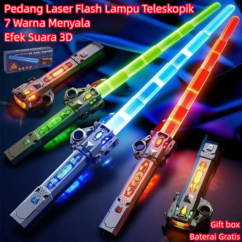 NODIA Gift Box Pedang Laser Flash Lampu Teleskopik/Mainan Star Wars/Mainan Role-playing Cosplay/Tuju