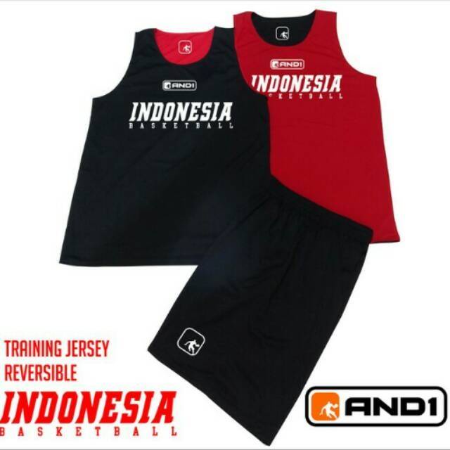 Jersey basket stelan timnas Indonesia revesible bolak balik