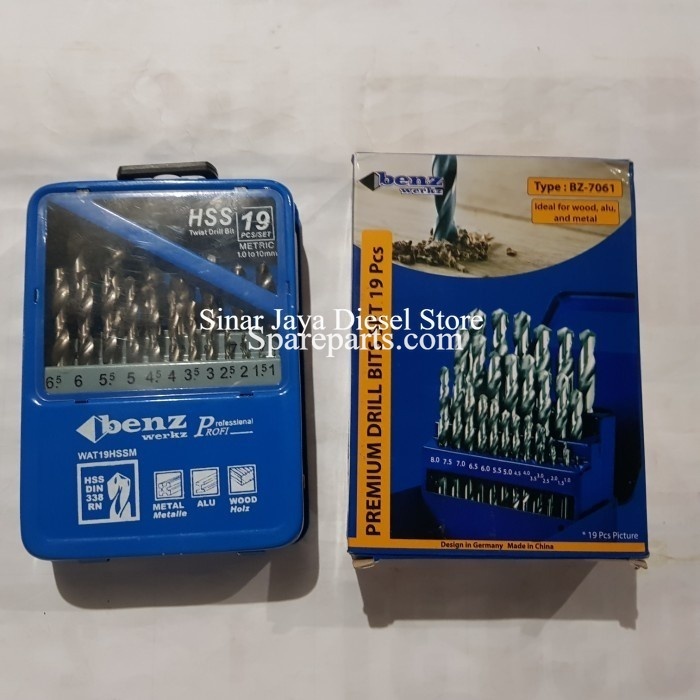 Mata bor besi/aluminium/kayu set 19 pcs benz