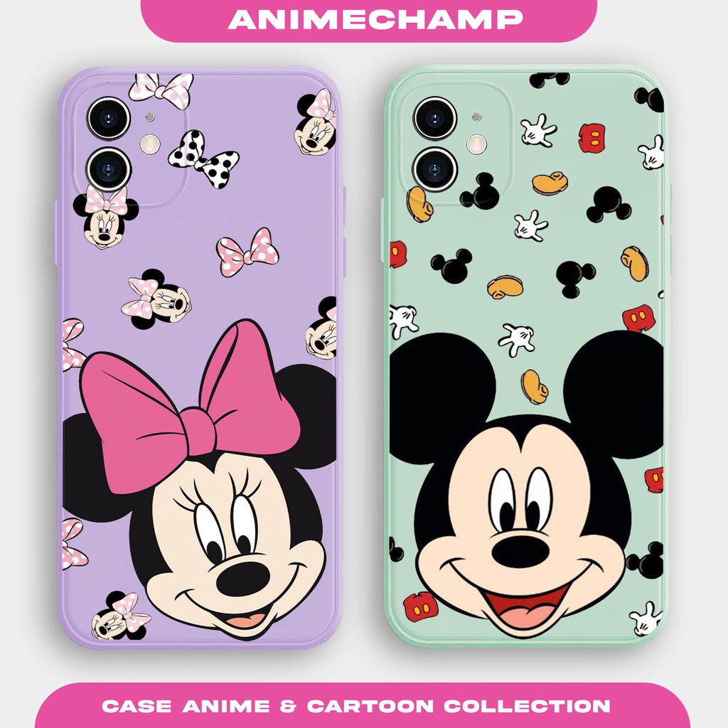 Case Couple M1ckey and M1nie Mouse AC513 Infinix Note30 Hot30i Smart 7 6 5 4 Hot 10 11 10S 11S 12 12i  9PLAY 10PLAY 11PLAY 12PLAY NOTE12 NOTE12i Casing Bergambar Karakter Anime Silikon HP Kamera Protect All Type