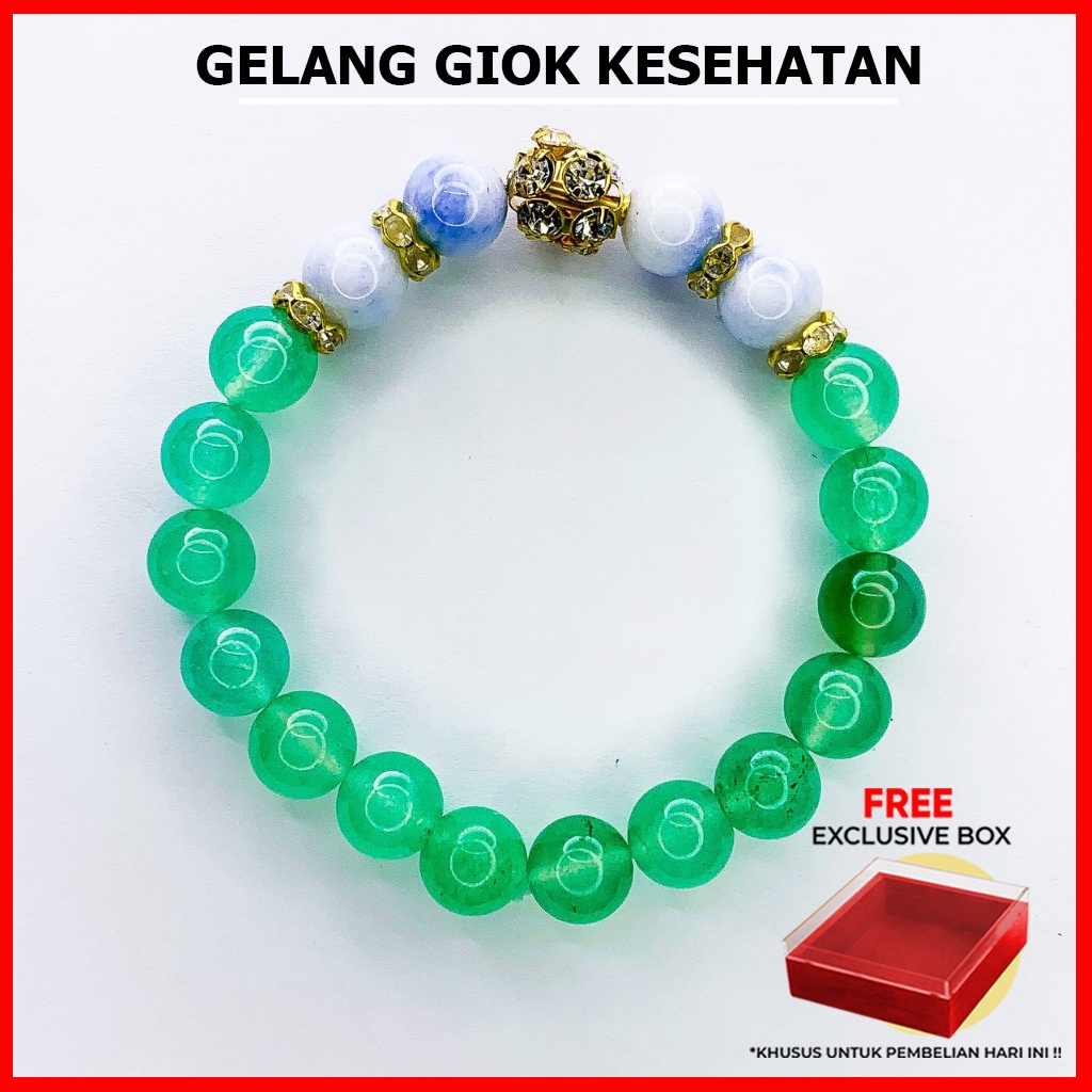 WEARMOURA Gelang Kesehatan - Gelang Batu Alam Giok Asli Untuk Terapi Kesehatan