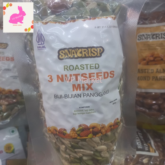 

Snacrisp Roasted 3 Nutseeds Mix 200gr Biji Bijian Mix Panggang