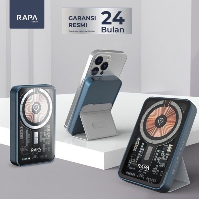 RAPAtech PB2011 Wireless powerbank Magnetic 10000Mah PD Fast Charging - 5000Mah