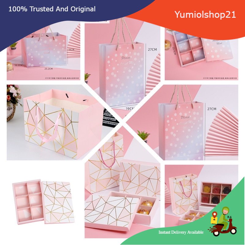 

(Nova) PAPER BAG/ BOX KOTAK CLOVER MARMER GIFT BOX COOKIES