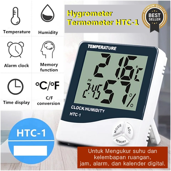 Termometer Ruangan Digital HTC Alat Pengukur Suhu Ruangan Digital Otomatis