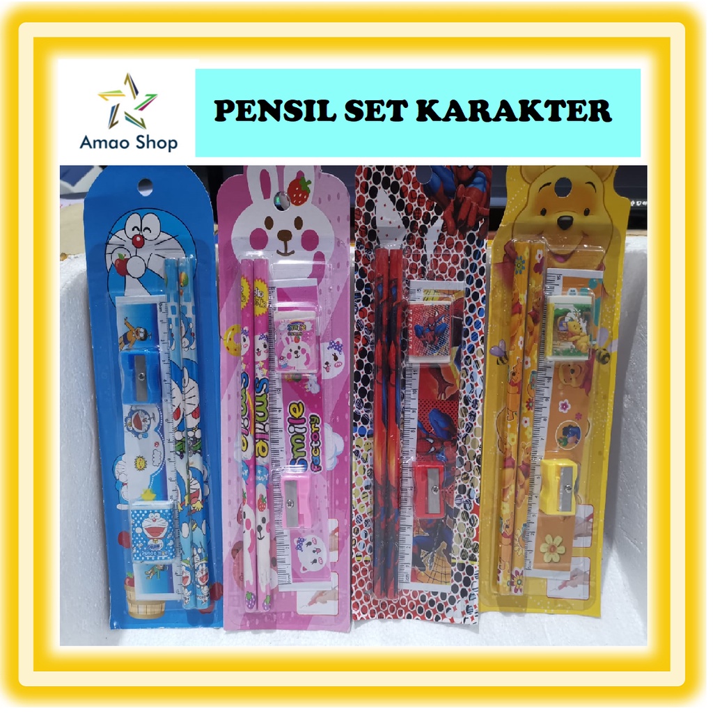 

Set Alat Tulis Sekolah Karakter Kartun 5In1 Paket Pensil Belajar Anak