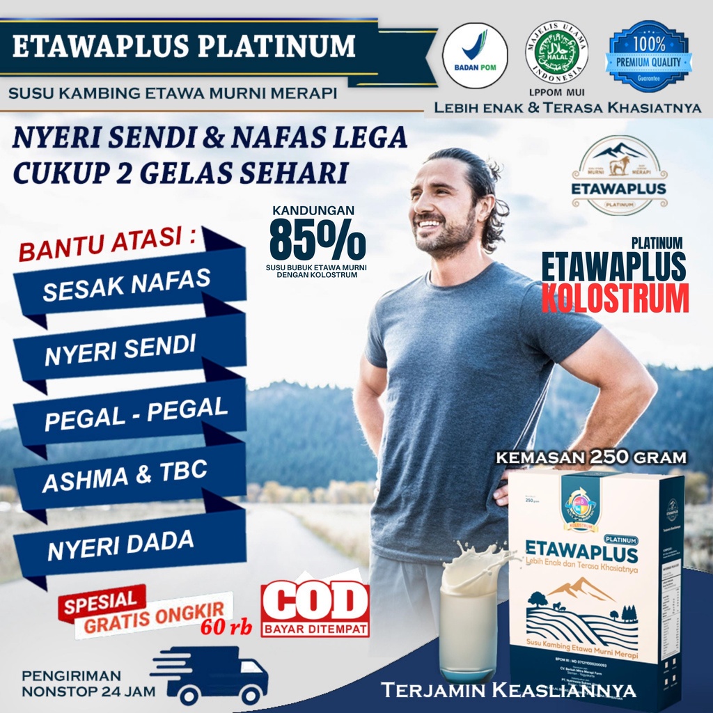 

PROMO Susu Etawaplus Platinum Kemasan 250gram Susu untuk sesak nafas, Nyeri sendi, Pengeroposan tulang dan Asam urat