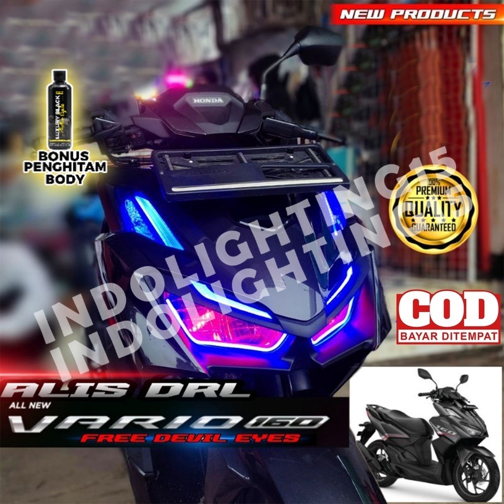 PAKET LAMPU ALIS DRL NEW VARIO 160 BONUS DEVIL EYES SUPER TERANG NON BINTIK