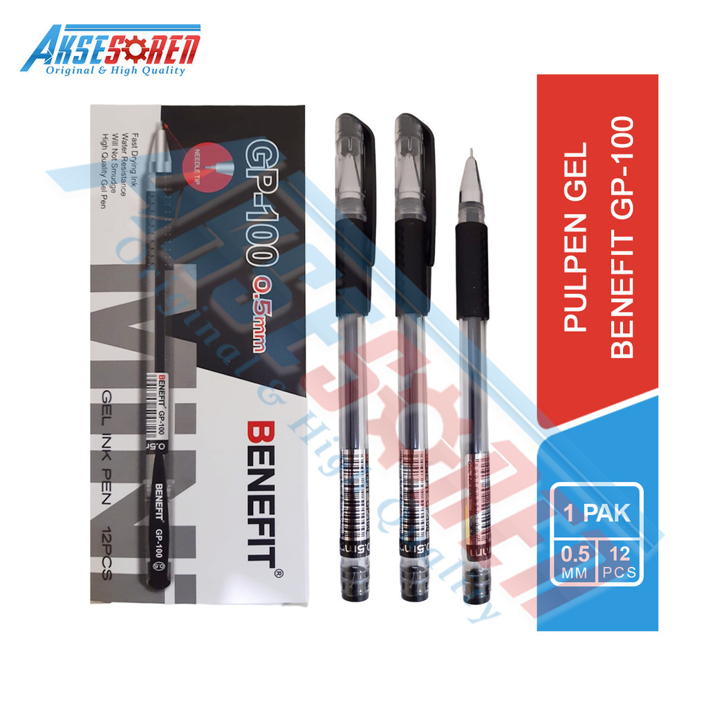 

Aksesoren Pulpen Gel Benefit [GP-100/12Pcs] / Ballpoint Bolpen Pena Pen Polpen Jel Tinta Warna Warni / Alat Tulis Sekolah