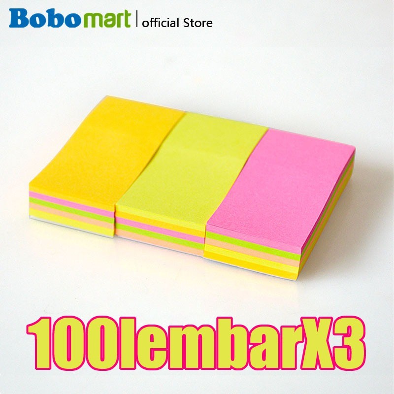 

BOBOMART JINXIN JXINE2-3 STICKY NOTES 3X2 INCH (76MM X 51MM) 3 WARNA - 3 x 100 LEMBAR