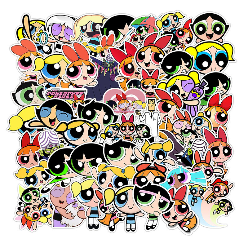 

50PCS Powerpuff Girls DIY Cartoon Stickers Phone Trunk Refrigerator Waterproof Anime Stickers Anime Figure Image Toys Sticker