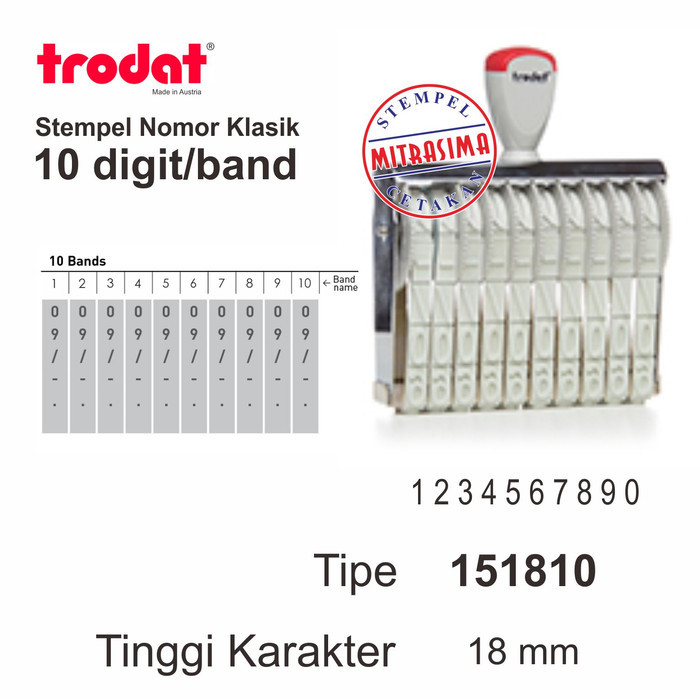 

Stempel klasik nomor merk Trodat 10 digit - 3 mm