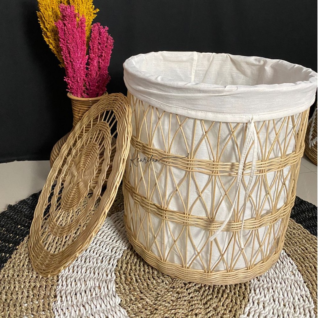 Laundry Basket / Keranjang Laundry Rotan / Laundry Basket / Keranjang Laundry Rotan Anyaman Kerawang