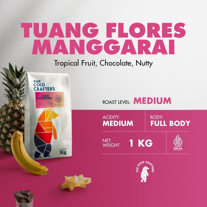 

READY STOCK!!! Tuang Flores Manggarai Arabica Biji Kopi Roasted Beans 1KG - Giling Halus
