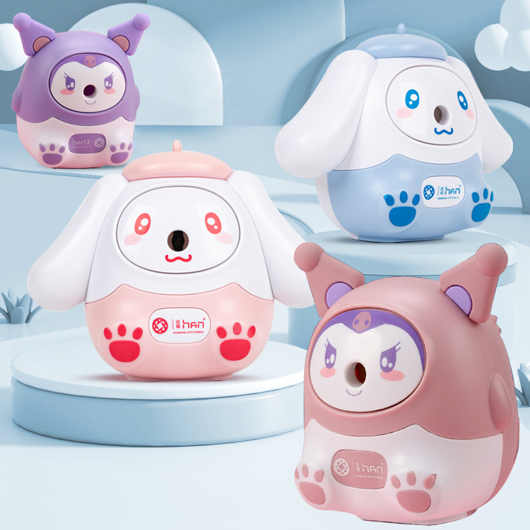 

Sanrio Pencil Sharpeners Cute Kuromi Cinnamoroll Fully Automatic Pencil Sharpener Kids Student School Office Supplies Stationery
